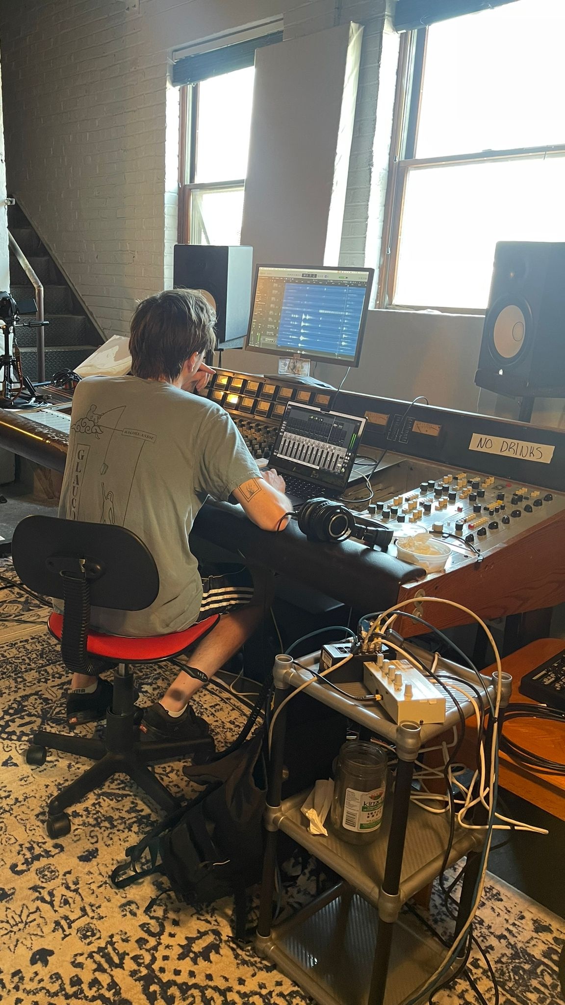 Matias at the mixing board